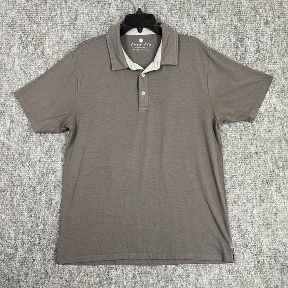 Free Fly Polo Shirt Mens L Gray Performance Bamboo Stretch Golf UPF‎ Sun Wicking - Picture 1 of 7